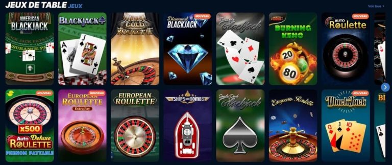PlayZilla Casino jeux table